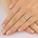 Anel Carrê De Prata 925 Topázio Azul Natural