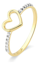 Anel Feminino De Ouro 18k Coração Vazado Com Diamantes