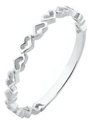 Anel Feminino De Prata 925 Corações Vazados