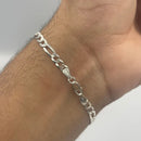 Pulseira Masculina De Prata 925 Italiana Fígaro 3x1 4.5mm 21 Cm==